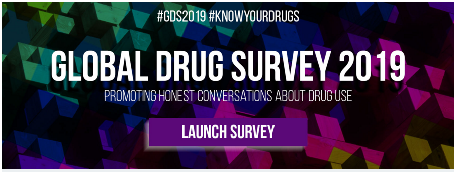 Detalle del portal de la Encuesta Global de Drogas 2019.