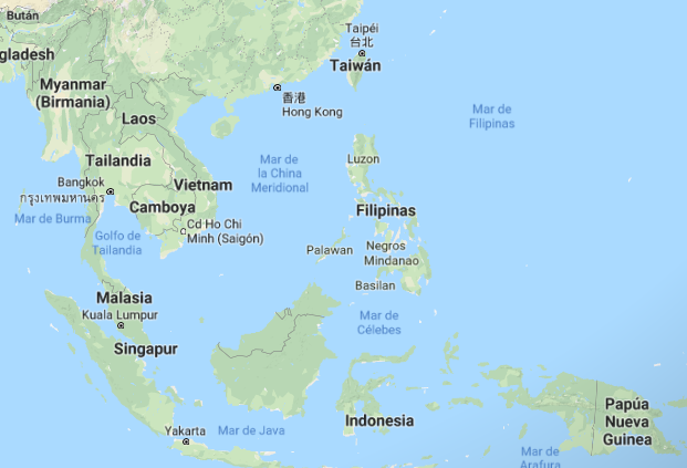 Región del asia donde se produce el kratom. Imagen: Extracto de google maps.