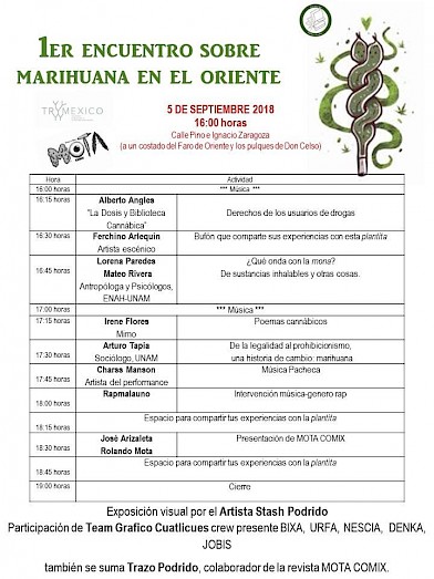 Programa del 1er Encuentro sobre Marihuana en el Oriente.